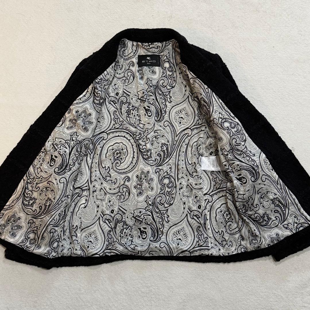 エトロ　ツイードテーラードジャケット　裏地ペイズリー　ロゴボタン　3L　タグ付き