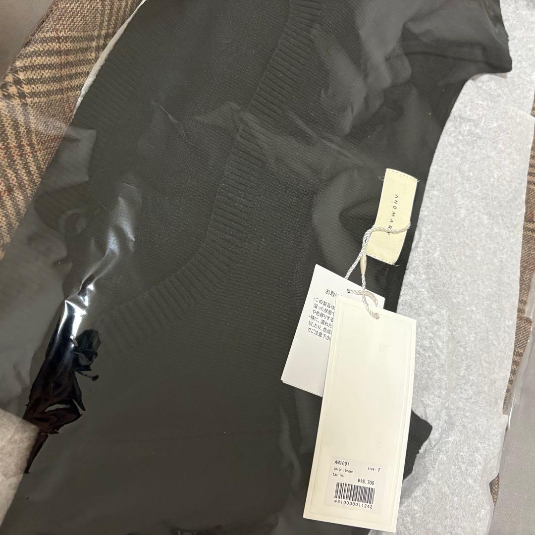 ワンピース andmary Selena check mini dress brown