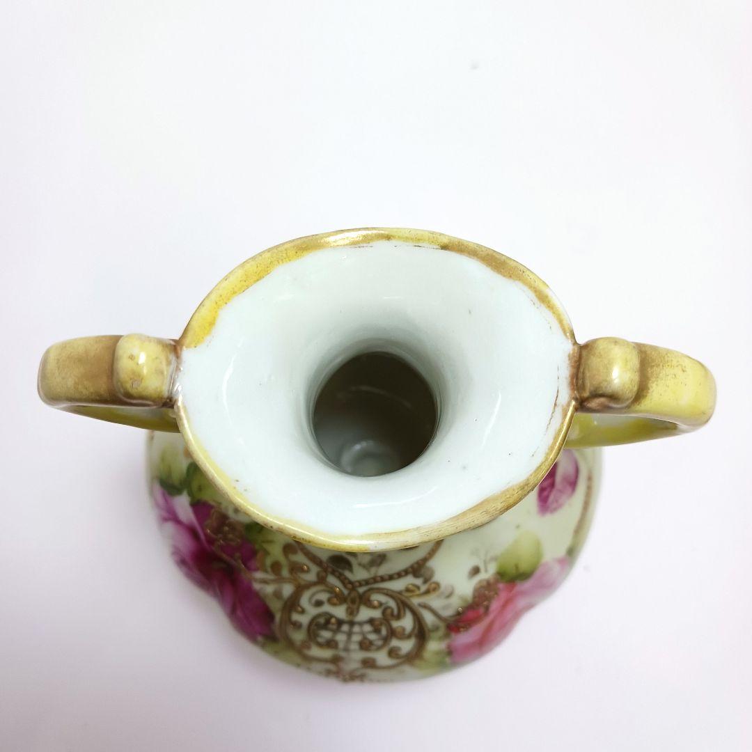 Y3036-1 オールドニッポン ハンドペイント 花絵 花瓶　　L