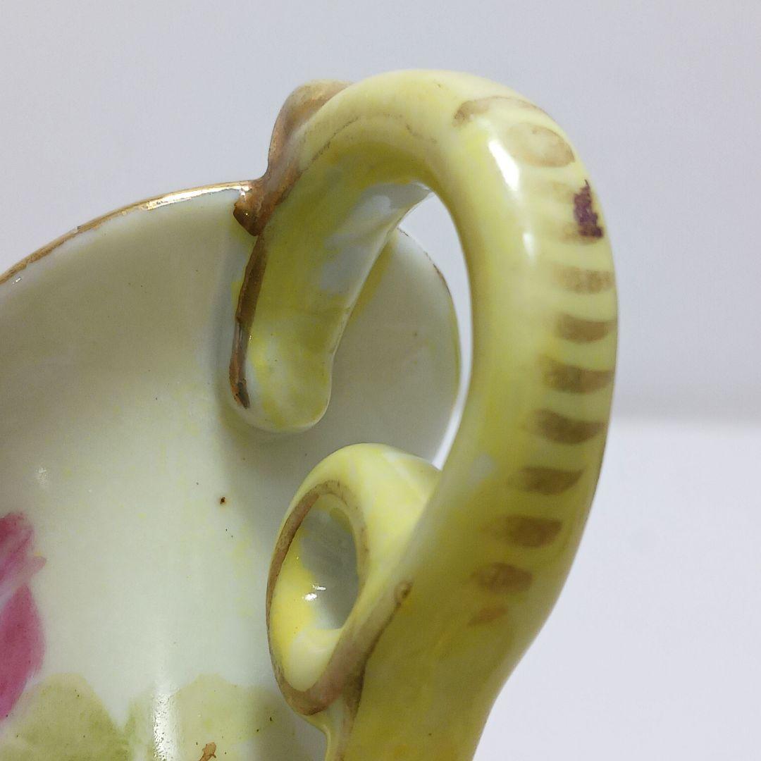 Y3036-1 オールドニッポン ハンドペイント 花絵 花瓶　　L