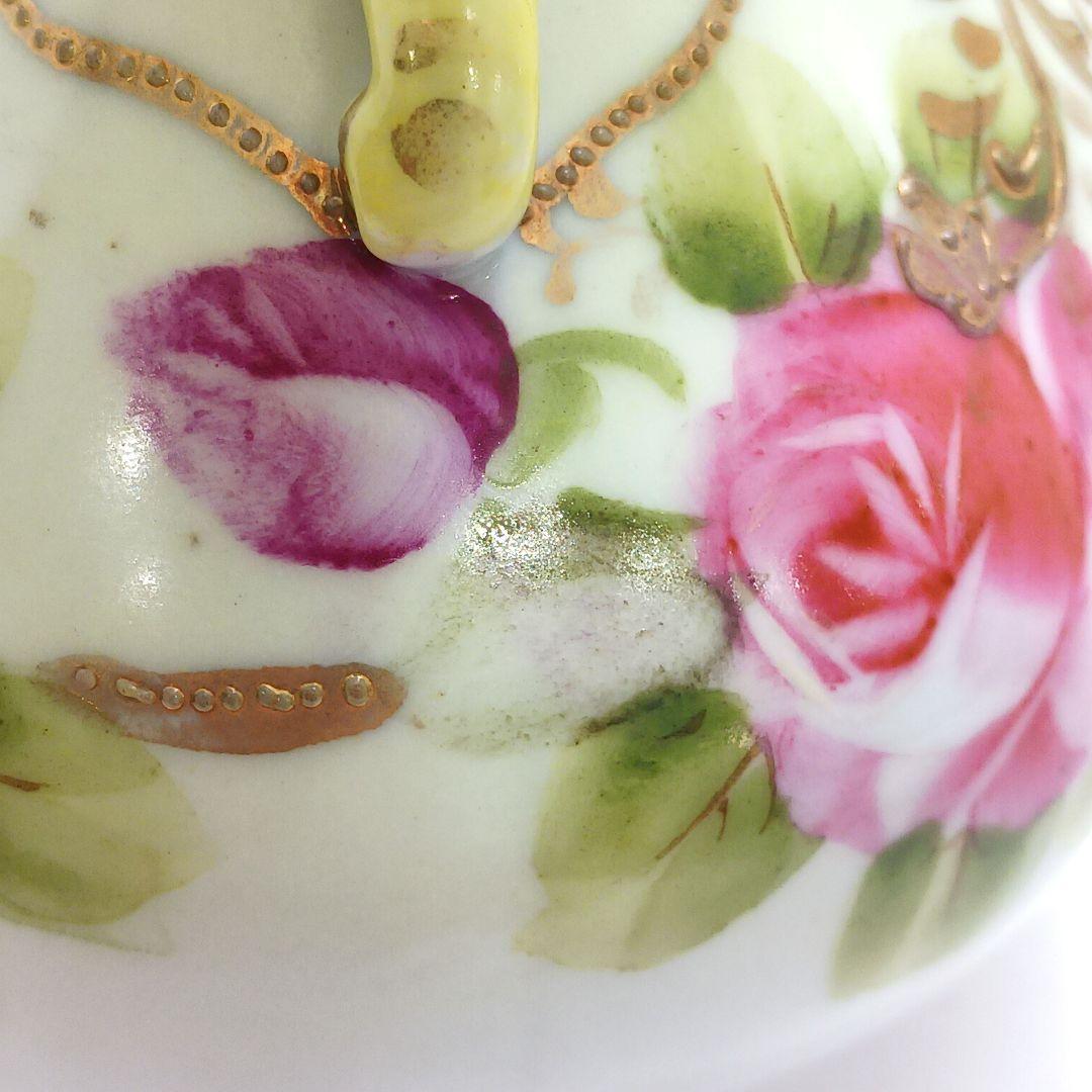 Y3036-1 オールドニッポン ハンドペイント 花絵 花瓶　　L