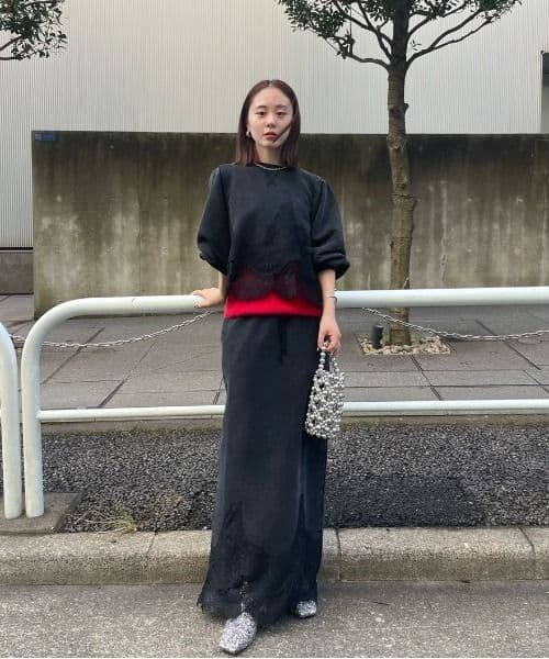 Ameri♡ CHEMICAL OVERDYE LACE SWEAT TOP