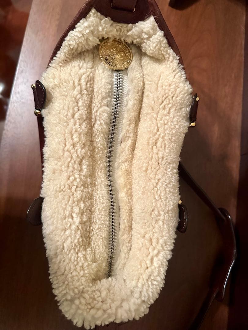 FENDI フェンディ ズッカ　2WAYハンドバッグ ショルダーバッグ ボア付き