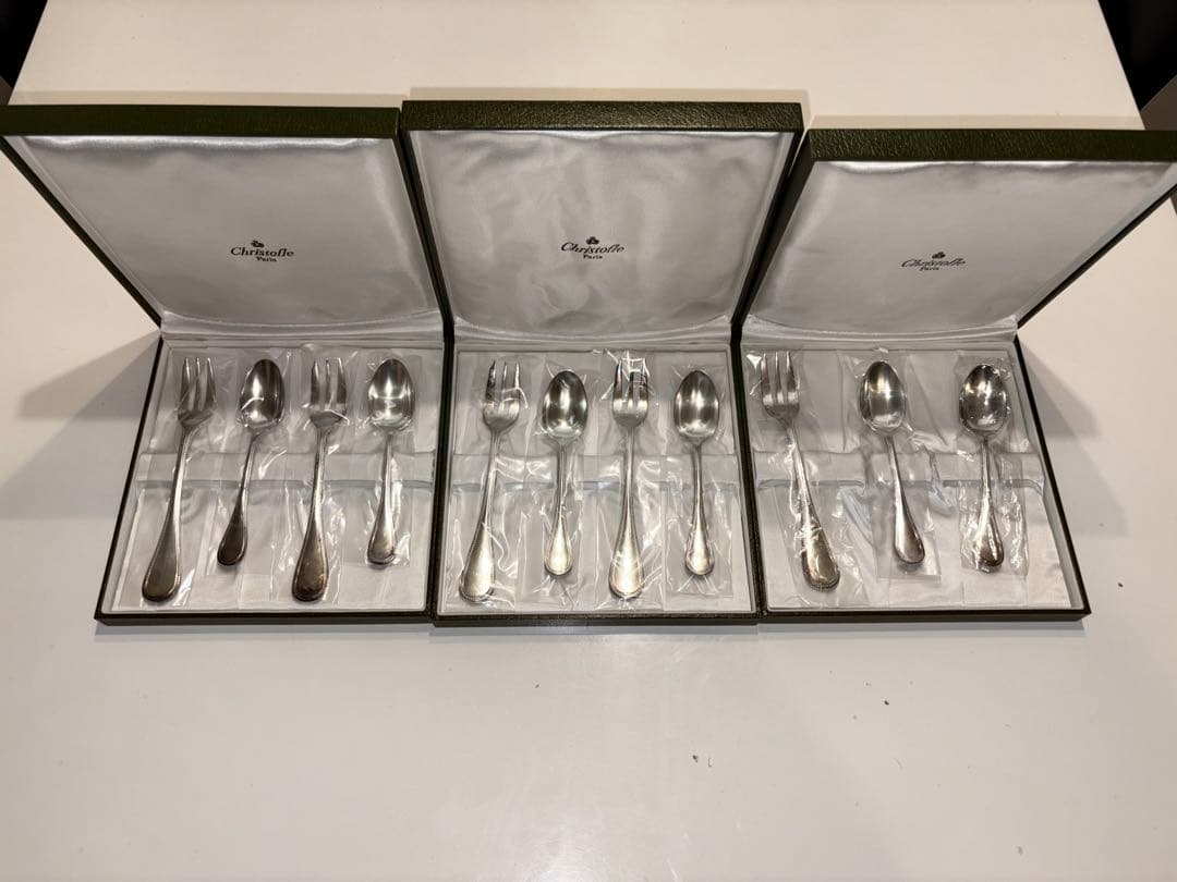 【訳あり】Christofle カトラリーセット 計3箱（スプーン＆フォーク）