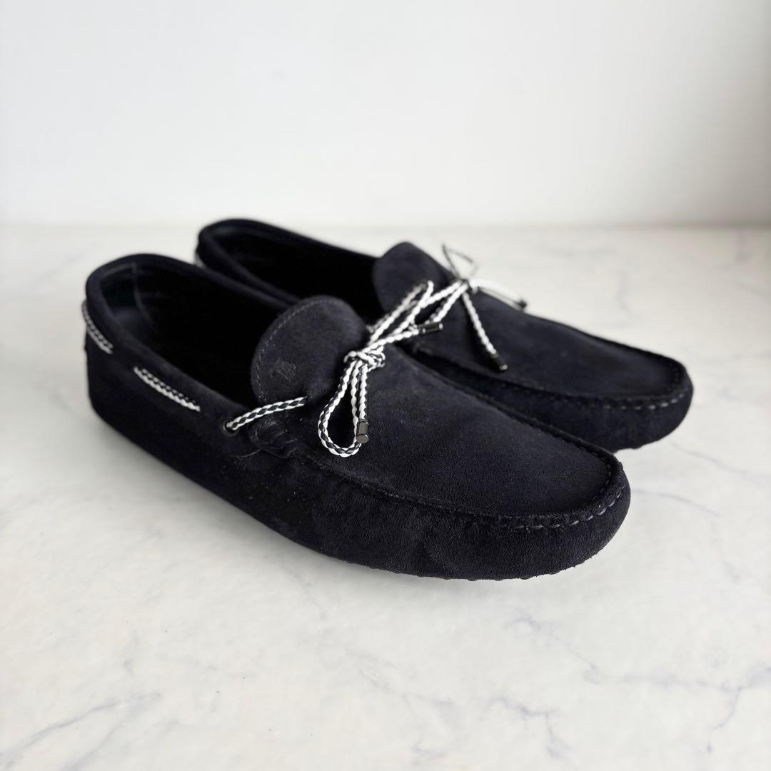 美品 トッズ 7.5 ゴンミーニ ドライビングシューズ スエード ネイビー