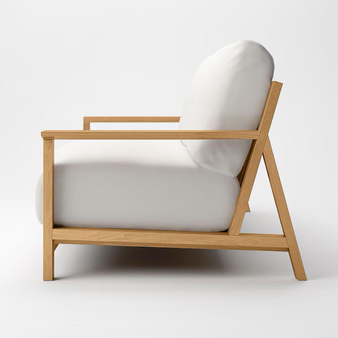 【ゆ】無印良品　グレー 布製 2人掛けソファ 木製フレーム