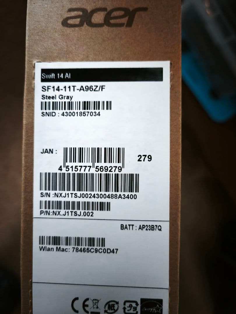 週末値下げ　大幅値下げAIパソコン　Acer Swift 14 AI 　 新品級