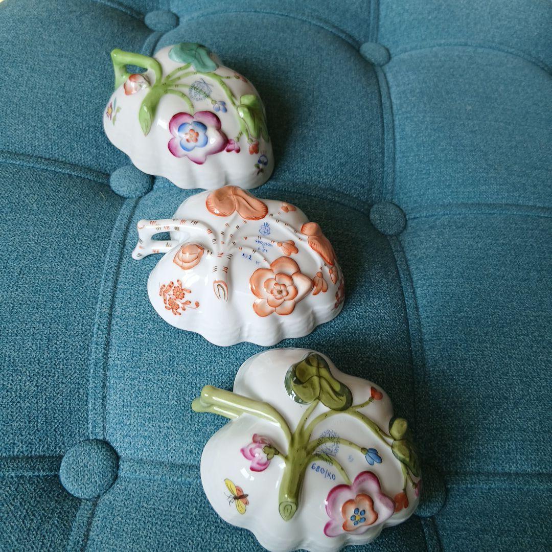 ヘレンドオープンシュガー花柄陶器 菓子入れ 3個セット