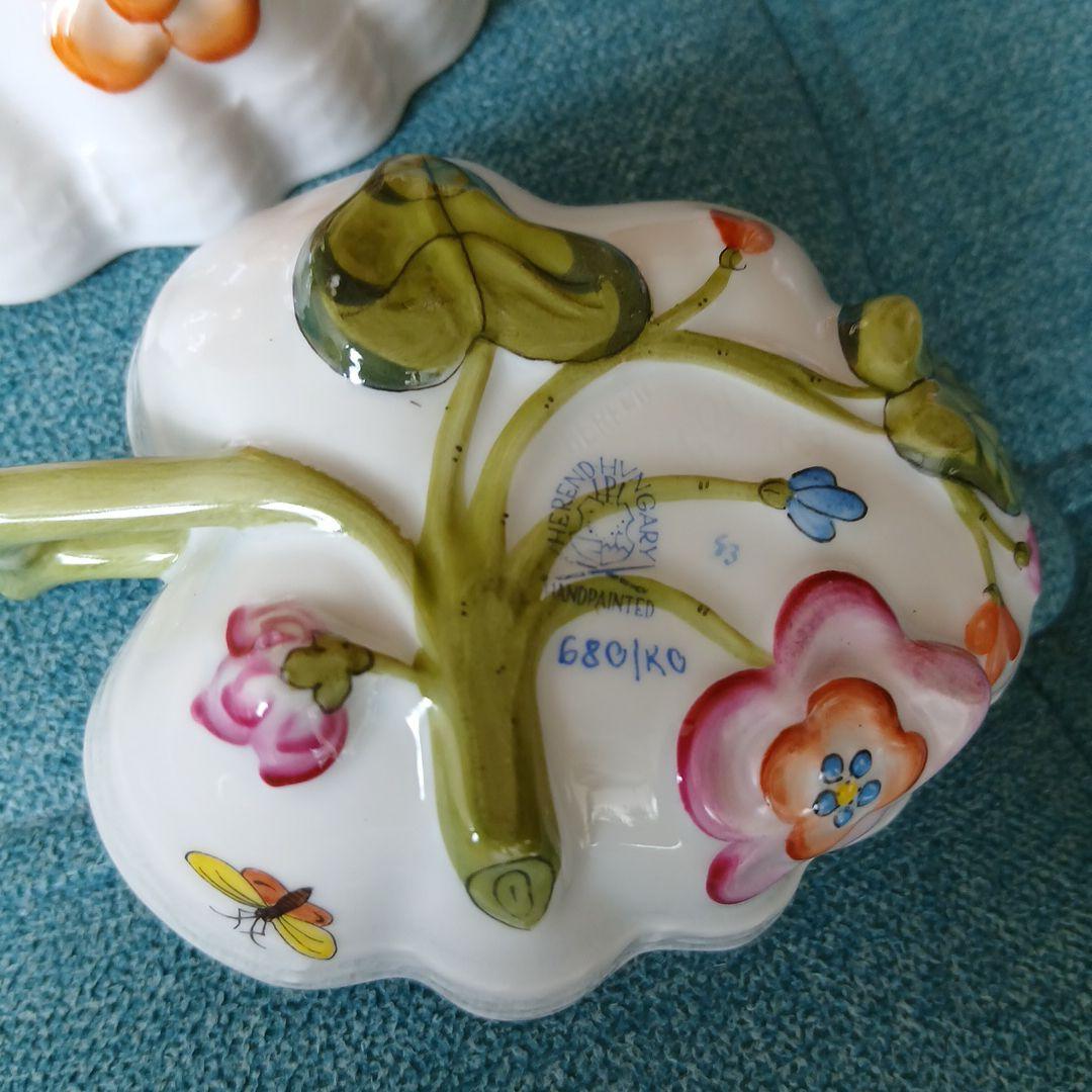 ヘレンドオープンシュガー花柄陶器 菓子入れ 3個セット