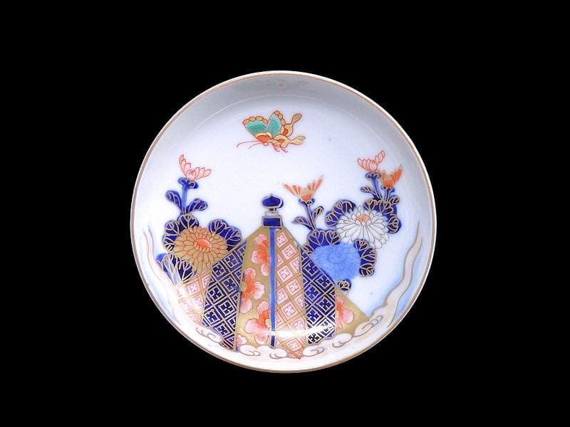 古伊万里　色絵　蝶に菊の図　４寸皿　５枚　C109AS-DAe