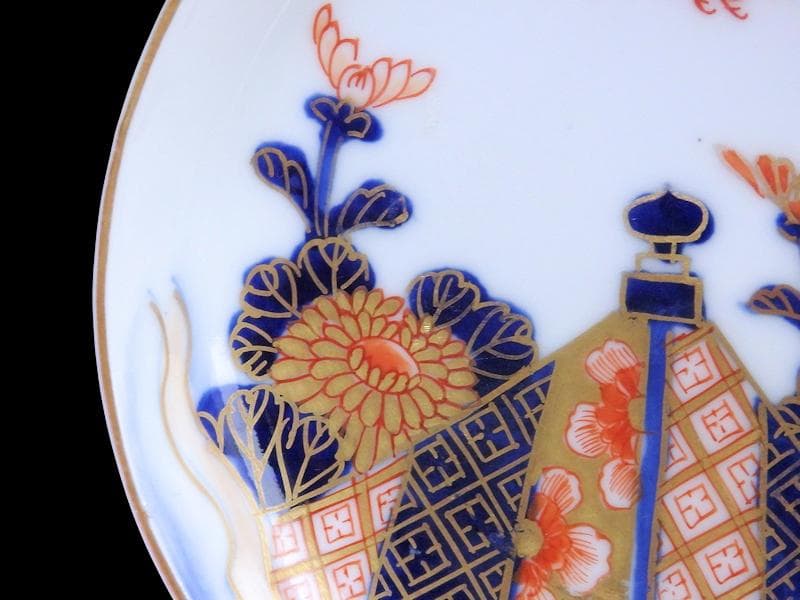 古伊万里　色絵　蝶に菊の図　４寸皿　５枚　C109AS-DAe