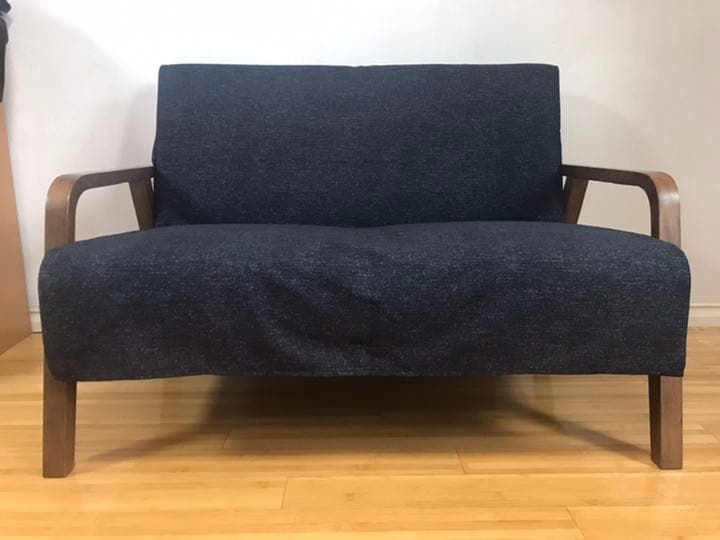 ぶ〜様デニム調ソファカバー　横幅120×長さ180cm ディーン：ブラック 2枚