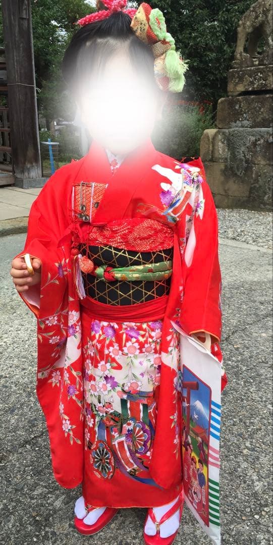 七五三 3歳 子供用着物セット 赤