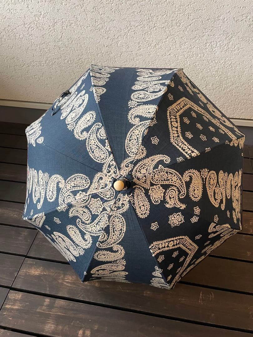 ぷりん 45rpm 日傘 雨傘 インディゴ 勾玉 花柄 和柄 藍染