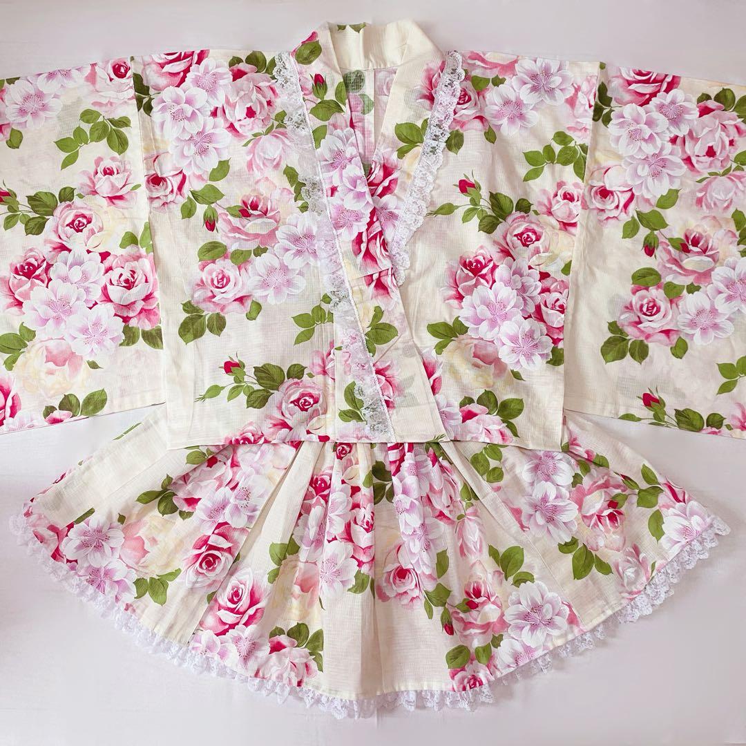 ♡姫系パステルイエロー薔薇柄浴衣♡