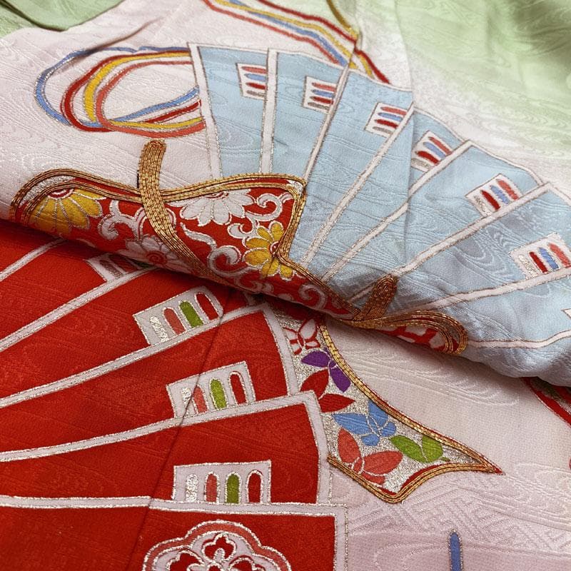 411ag57◎七五三 七歳 女児 着物&丸帯&長襦袢 セミアンティーク◎