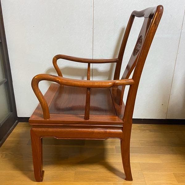 Y①高級 花梨？ 中国椅子 インテリア 家具 木製 アンティーク ひじ掛け 椅子