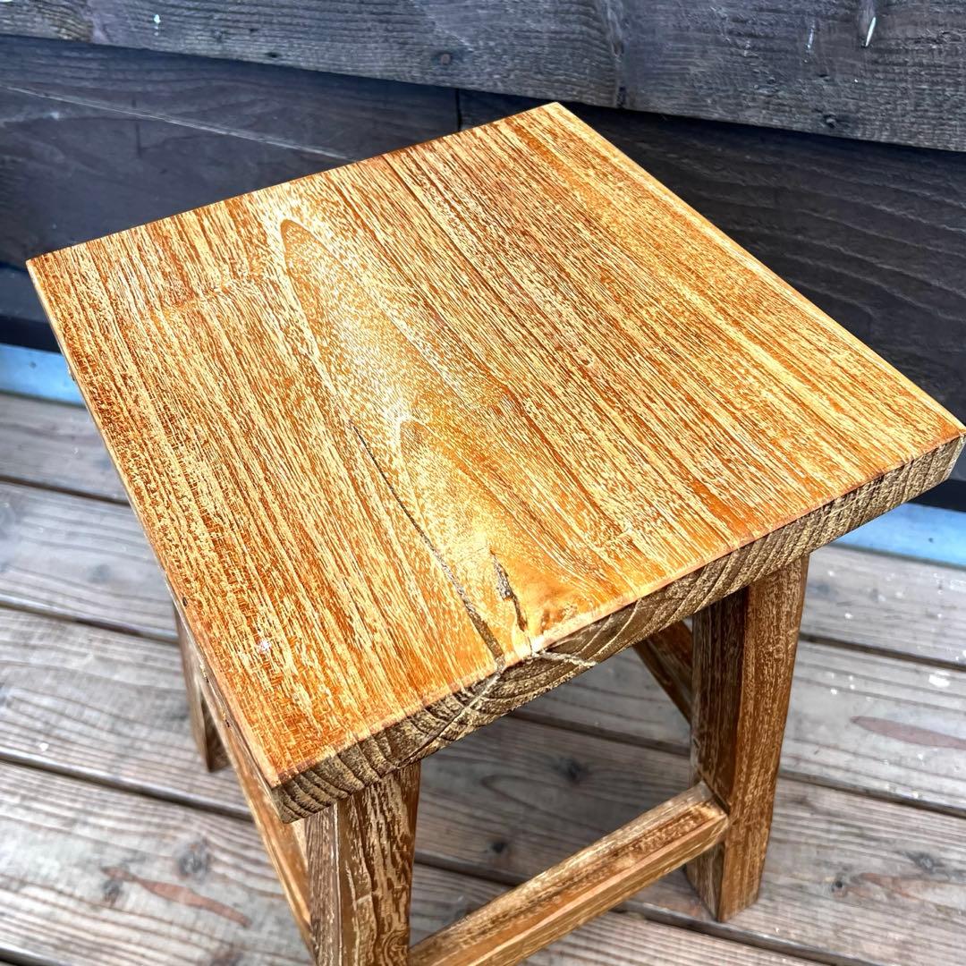 オールドチーク材のスツール 無垢材 角型 腰掛け 椅子 スツール 手作り チェア