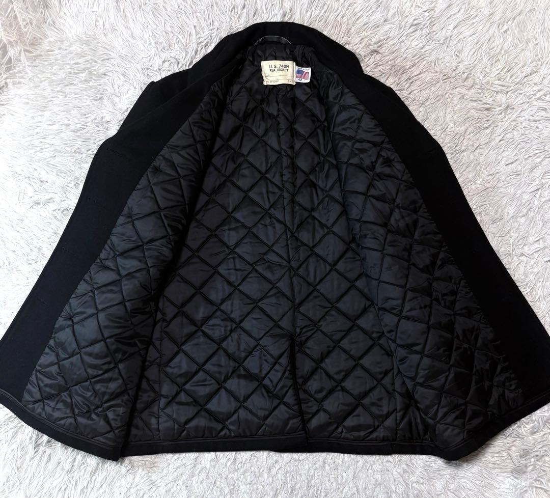 【美品】schott 740n ピーコート ブラック 大きいサイズ 42