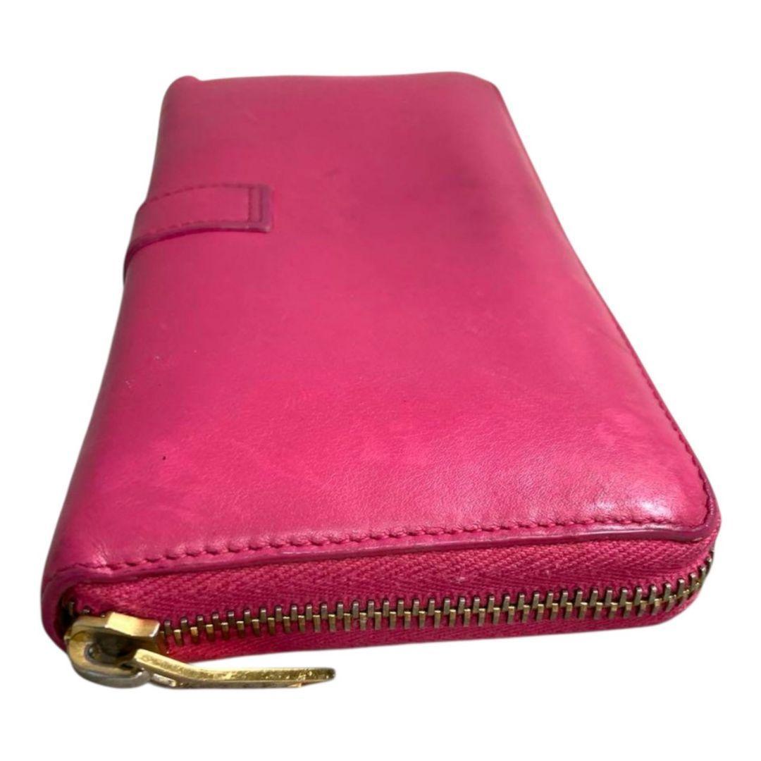 イヴサンローラン長財布 ピンク 【YSL】ラウンドジップ ゴールド金具