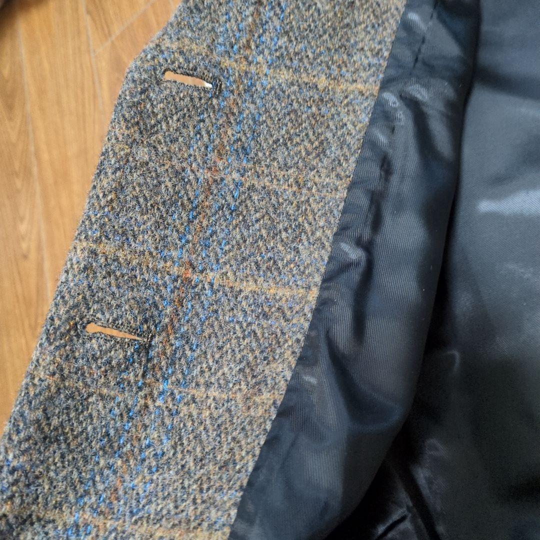 美品　半額　ウールコート　レディース　イタリアウール　チェック　ブラウン　ロング