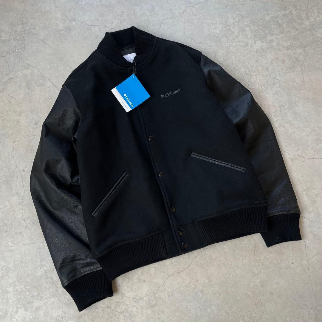 新品未使用 Columbia コロンビア スタジャン レザー ロゴ 黒