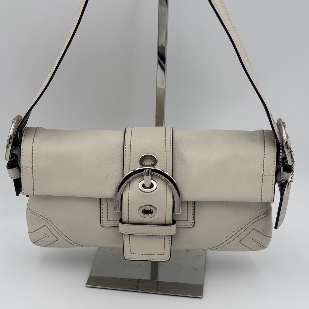 COACH コーチ ソーホー ワンショルダー 肩掛け デミフラップ 白 SOHO