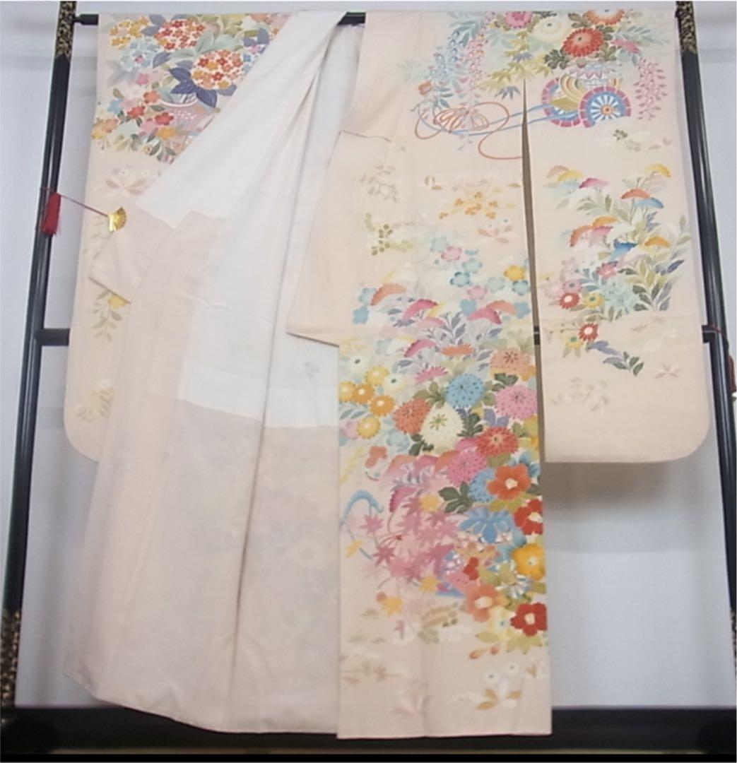 豪華振袖　友禅　花車文　正絹　逸品