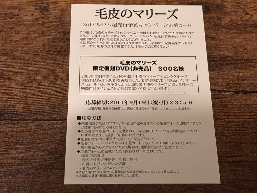 毛皮のマリーズ 「EARLY FILM」 限定復刻 非売品DVD