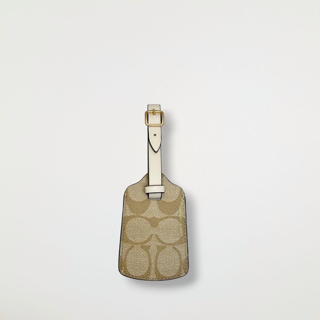 ☆人気商品☆ COACH ネームタグ ラゲッジタグ ライトカーキ×チョーク