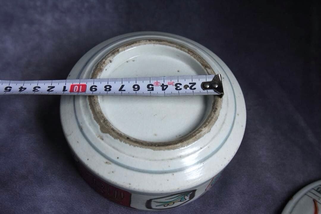 赤絵　時代物三段古陶器重箱　古美術　正月