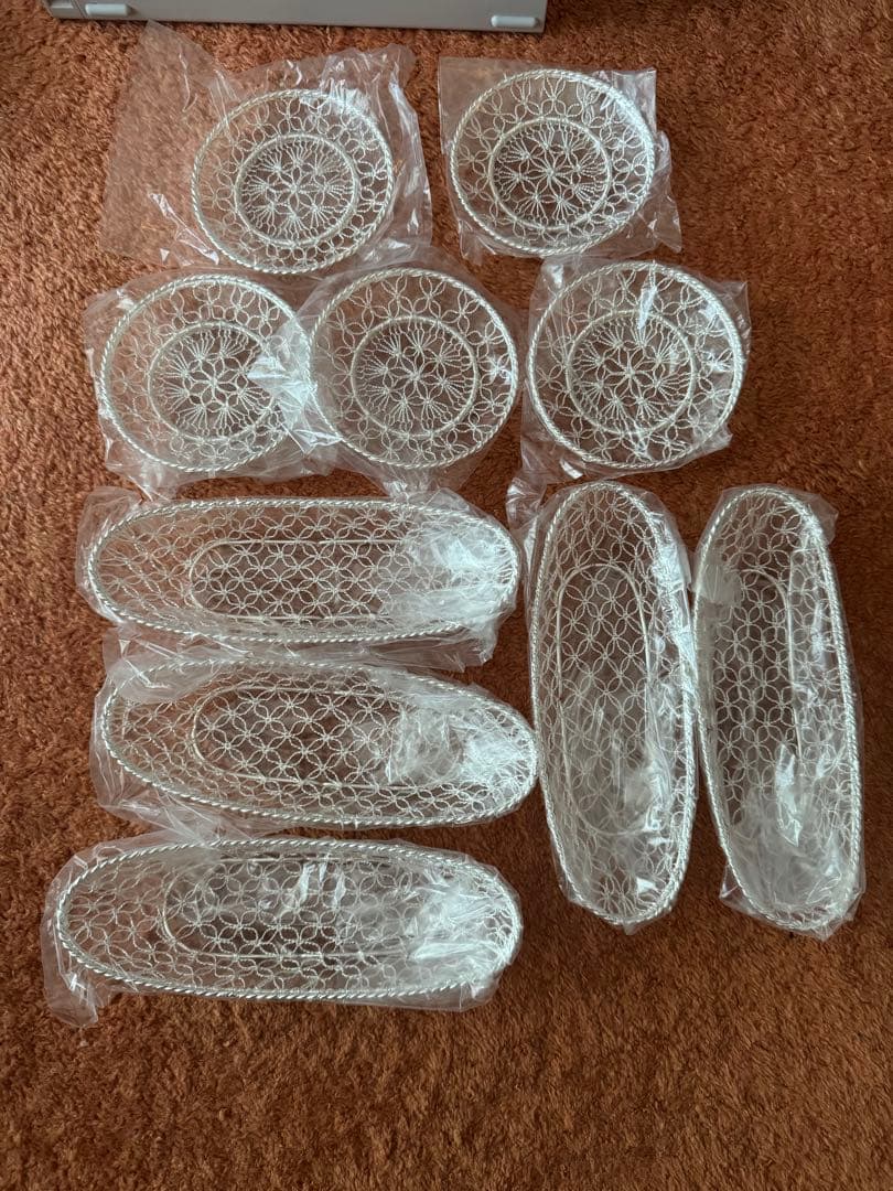 未使用 銀座和光 銀細工 おしぼりトレイ おしぼり入れ コースター 各5個