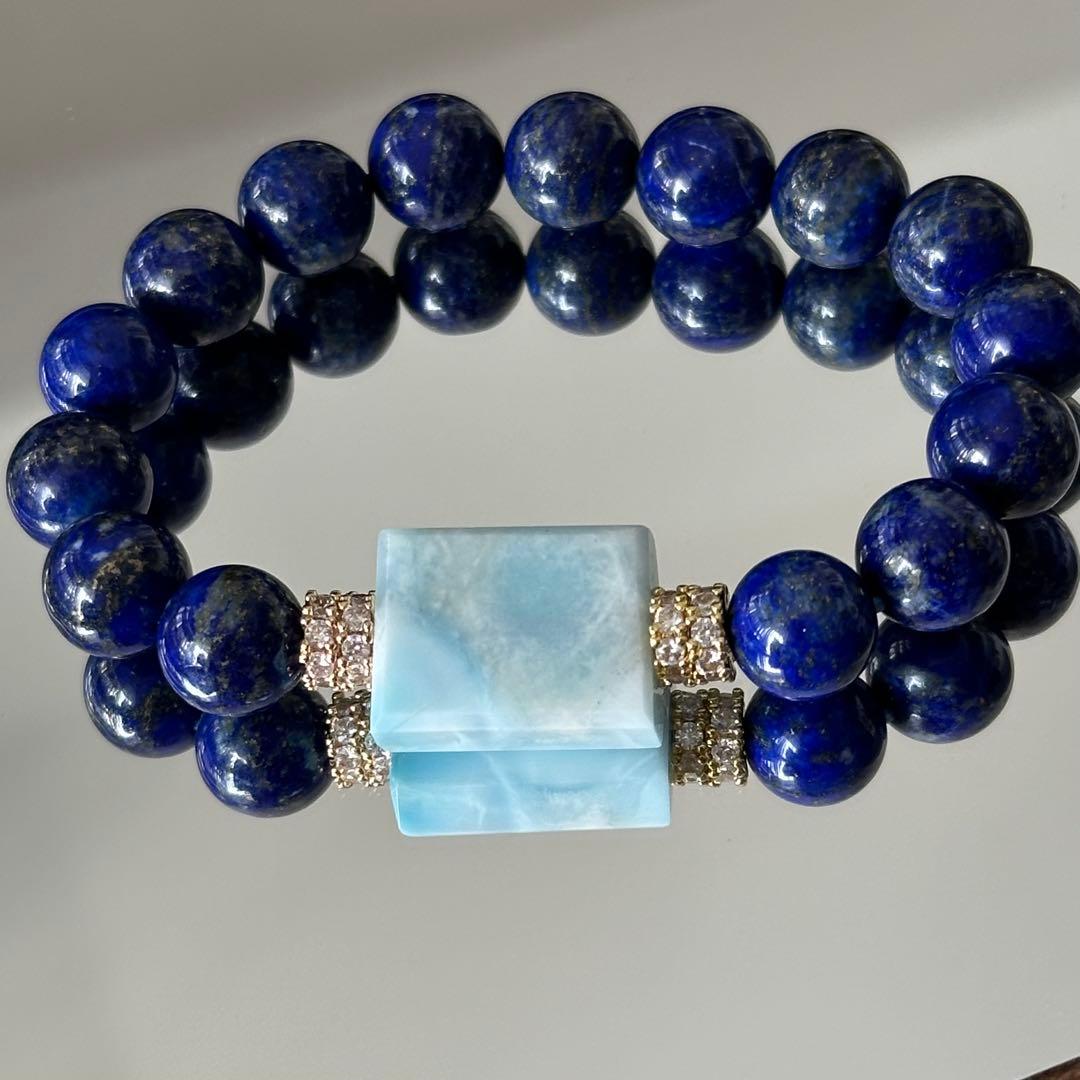 【破格】【超高品質】ラリマー ラピスラズリ オリジナルブレスレット 天然石 癒