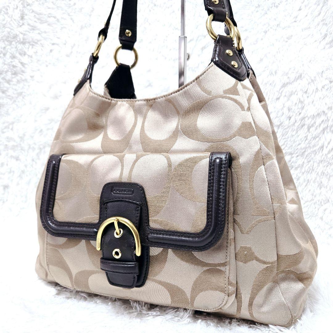 COACH シグネチャー ハンドバッグ ゴールド金具 茶 レザー