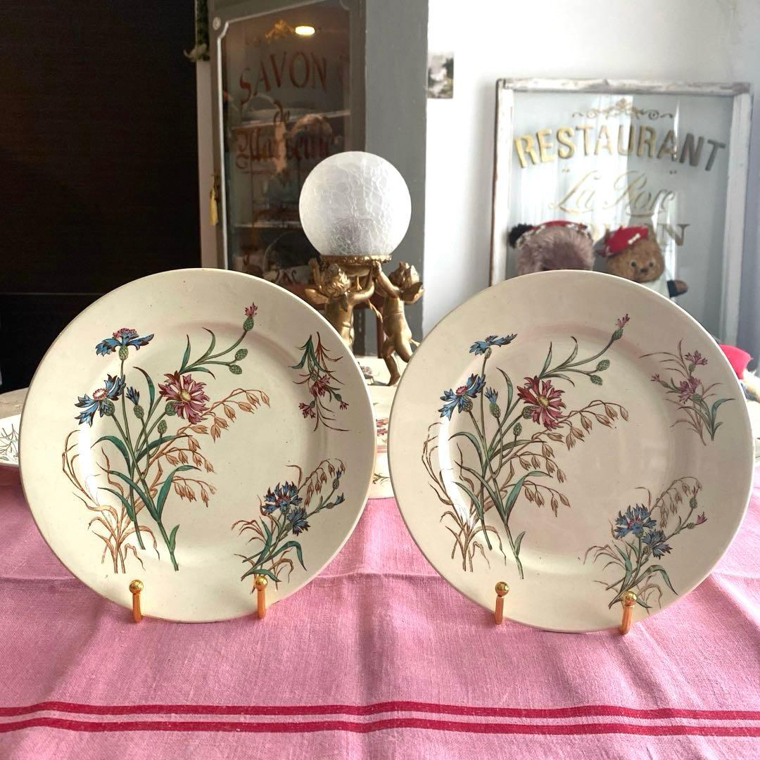 フランスアンティーク　LunevilleリュネヴィルBLEUET　矢車菊プレート