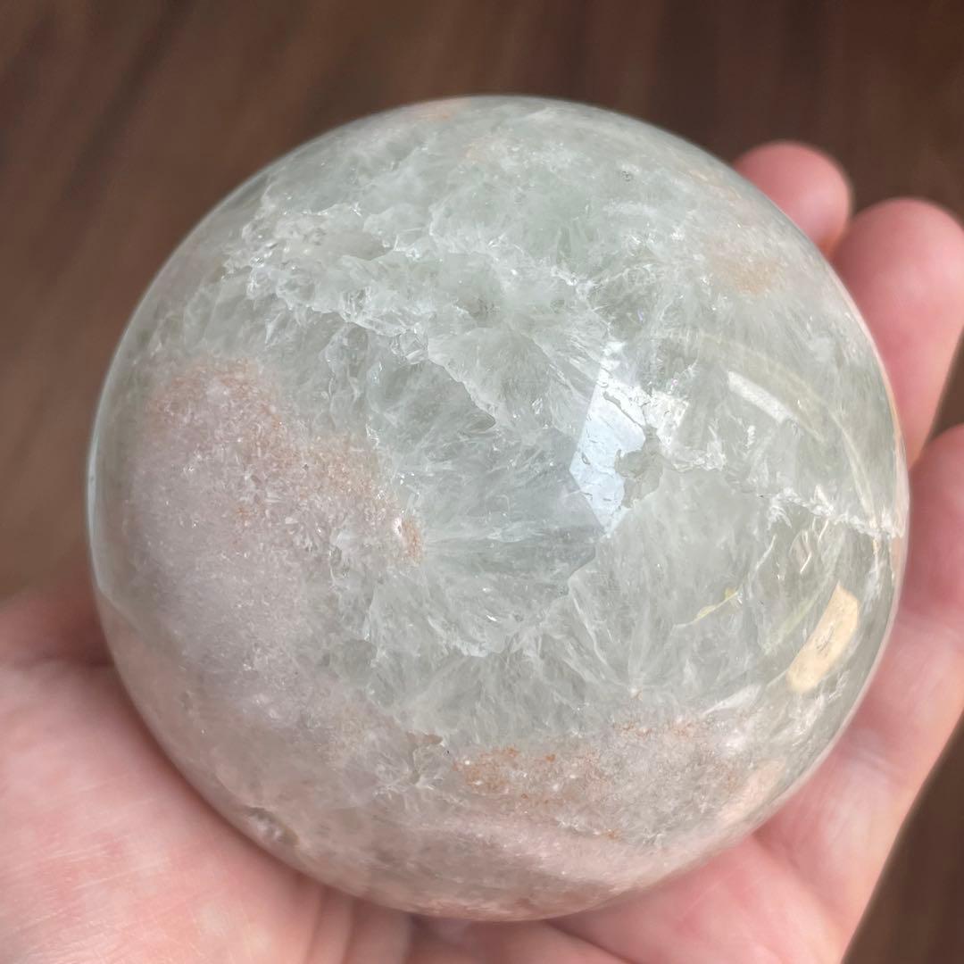 ★とても大きな子です★プラシオライト 桜瑪瑙共生 スフィア 天然石 置物