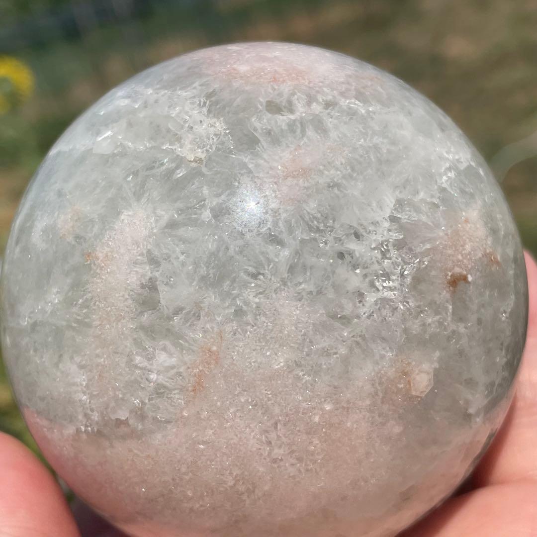 ★とても大きな子です★プラシオライト 桜瑪瑙共生 スフィア 天然石 置物