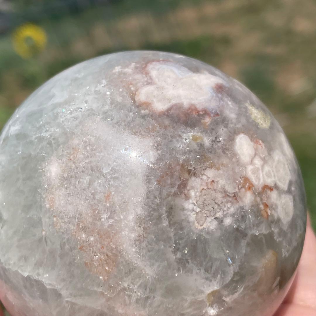 ★とても大きな子です★プラシオライト 桜瑪瑙共生 スフィア 天然石 置物