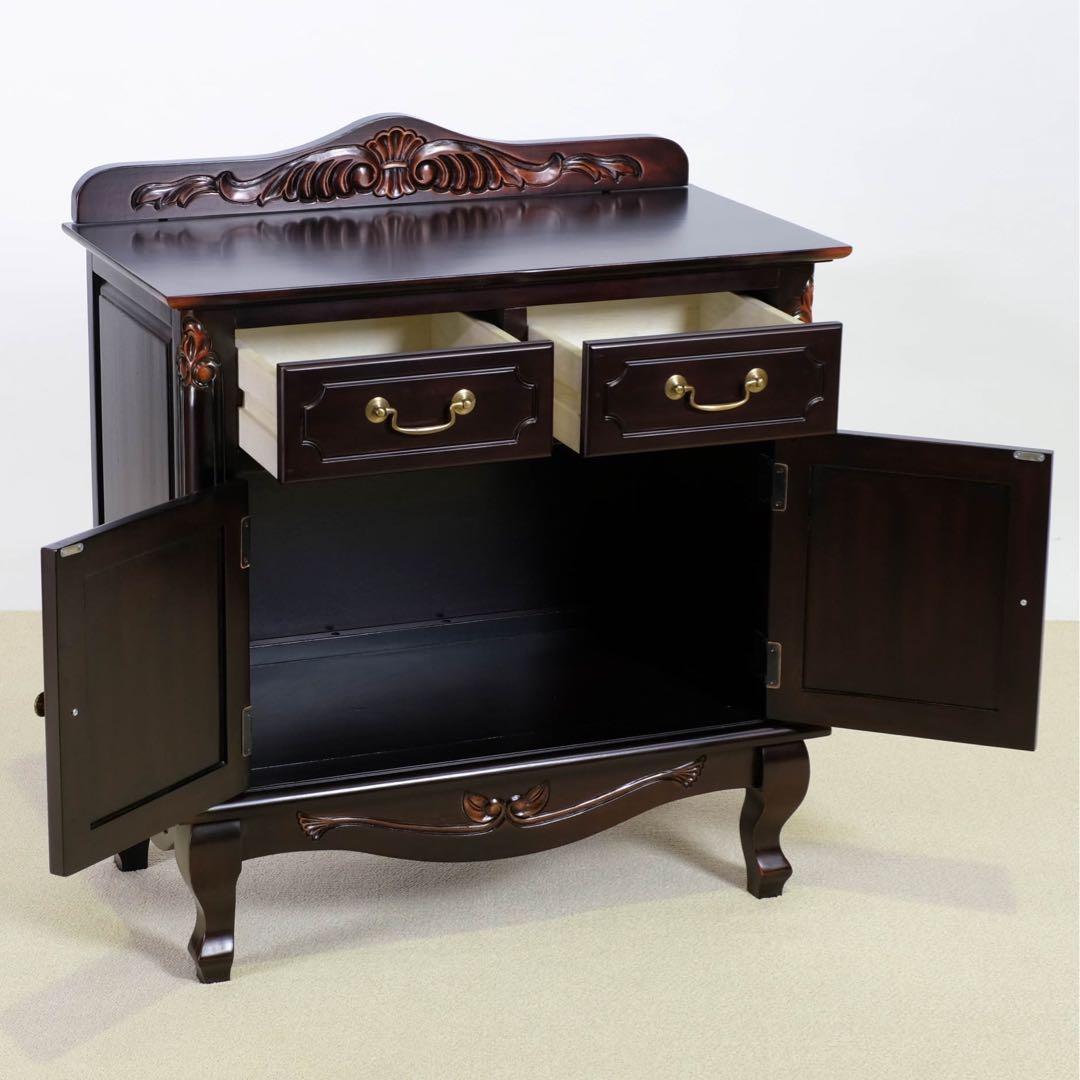 L 新品 アンティーク調 キャビネット 75 飾り棚 リビング収納 サイドボード