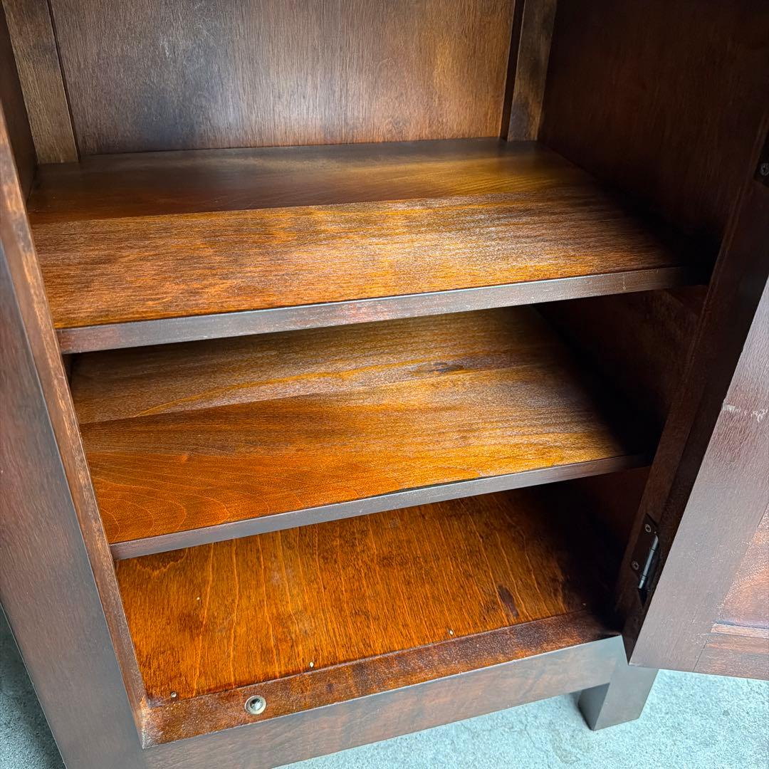 極美品　松本民芸家具 ミズメザクラ無垢材 C型電話台 キャビネット 天然木