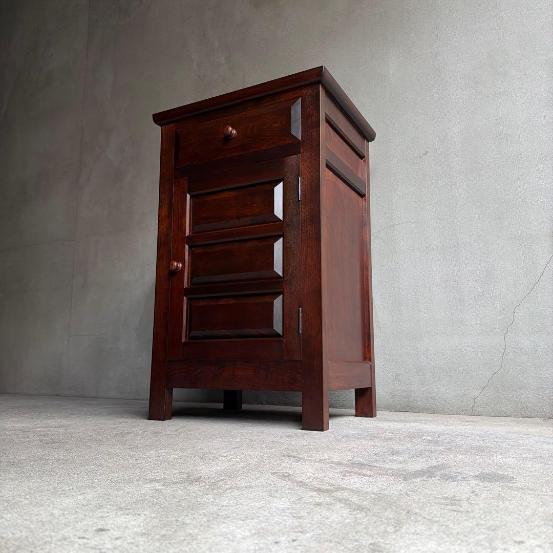 極美品　松本民芸家具 ミズメザクラ無垢材 C型電話台 キャビネット 天然木