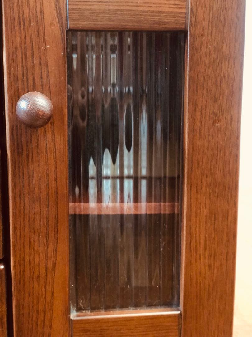 けやき 欅 引き出し4杯 レトロ ガラス 木製収納 シェルフ 民藝家具