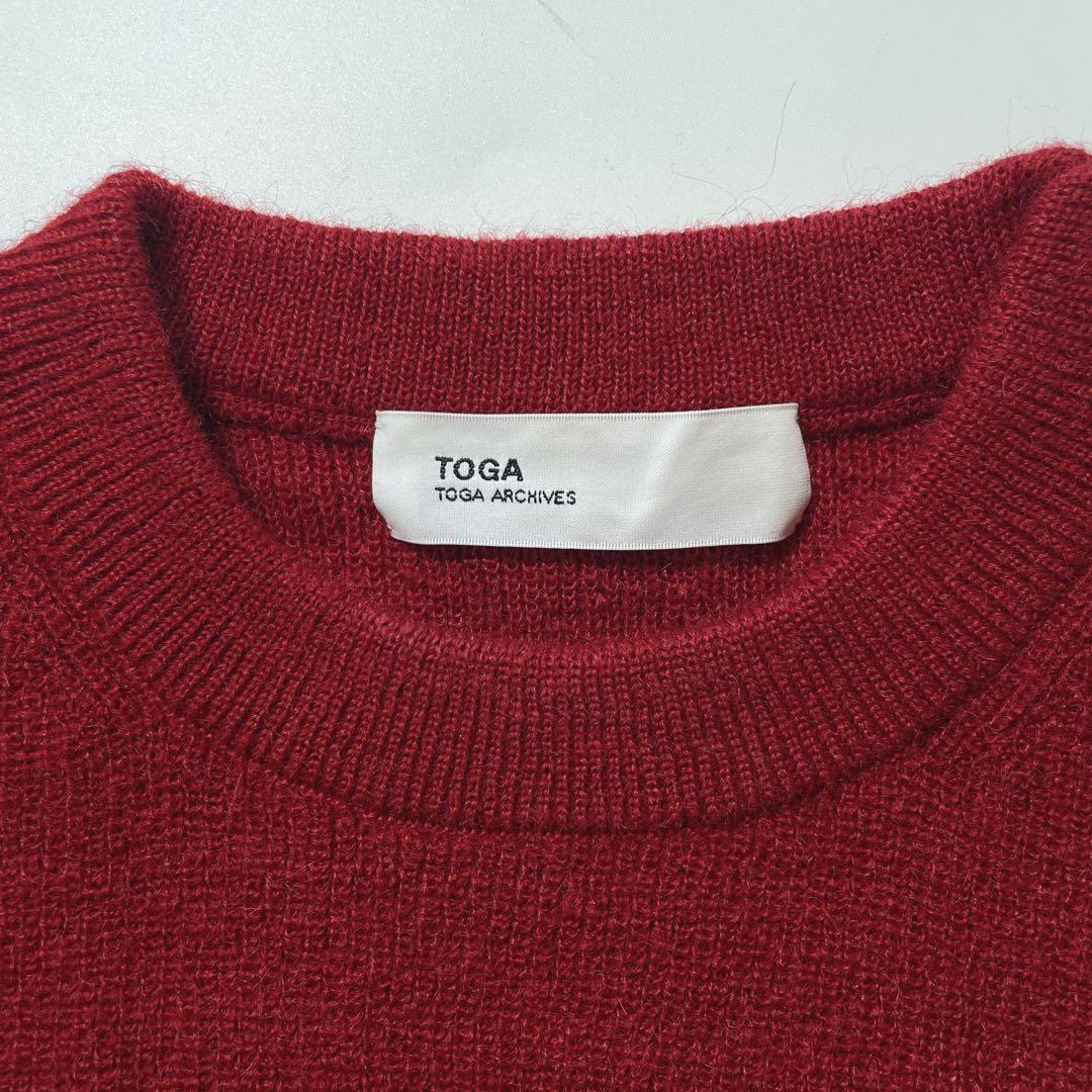 トーガアーカイブス　ニットベスト　ジャガード　カットソー　36 S 赤