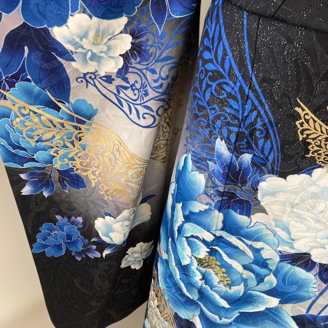 豪華薔薇振袖 袋帯付き　金彩　蝶　大輪