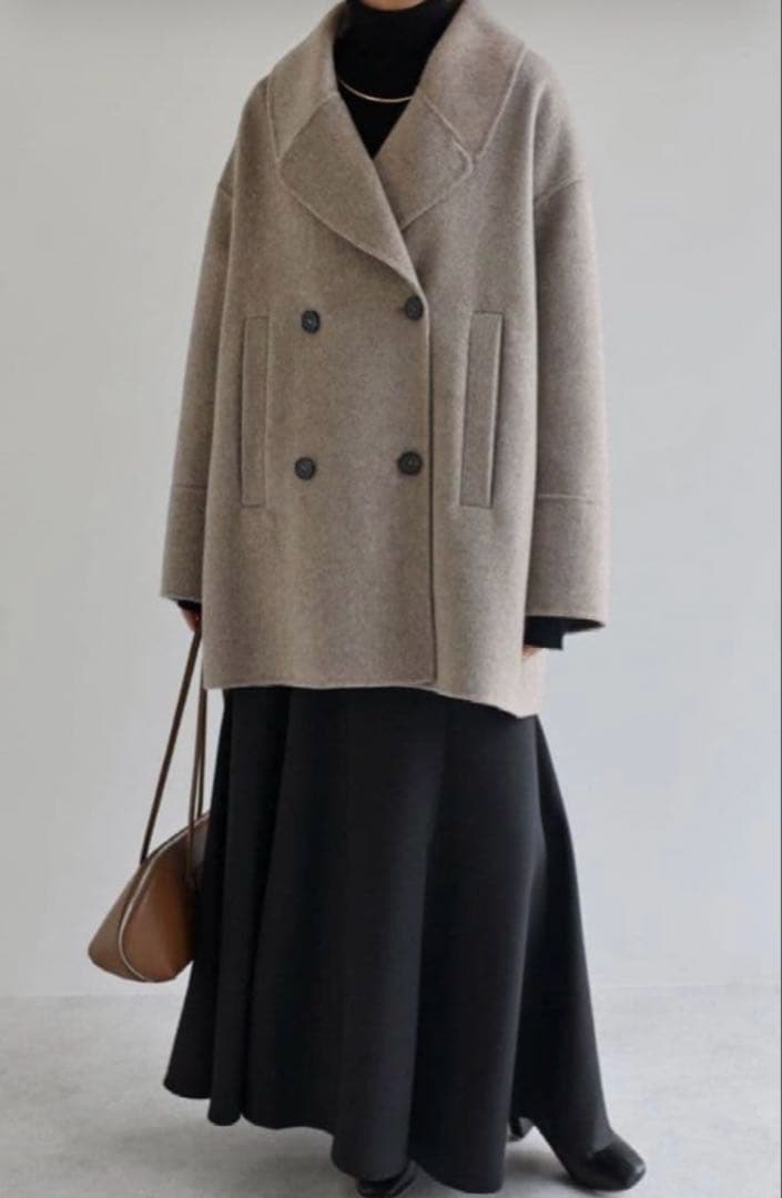 人気☆evernavy リバーピーコート ダブルブレスト エバーネイビー　M