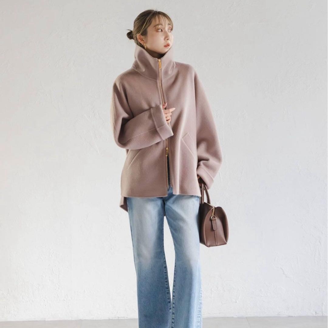 NOBLE ノーブル　2025今季新作　キャメルミックスリバージップコート　38