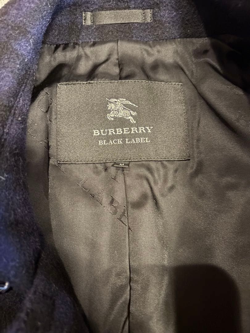 BURBERRY BLACK LABEL ネイビー チェック ピーコート