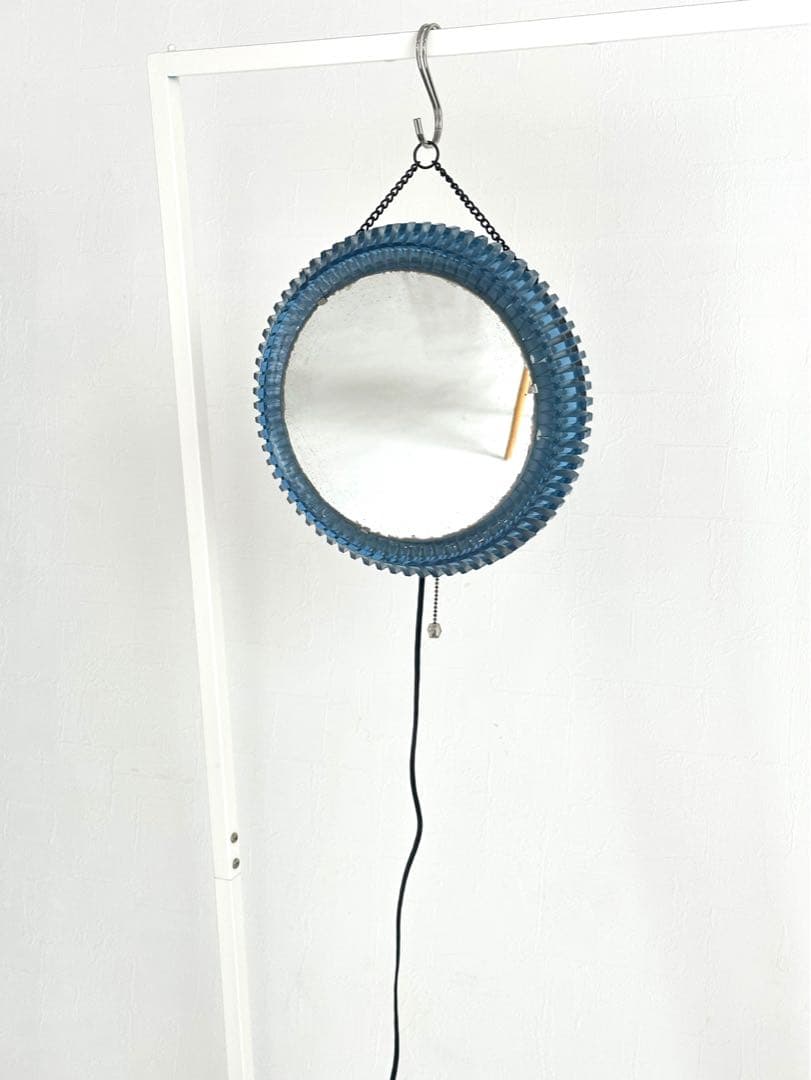 スペースエイジ アクリルミラー　70s 壁かけ鏡　ラウンドミラー　レトロポップ