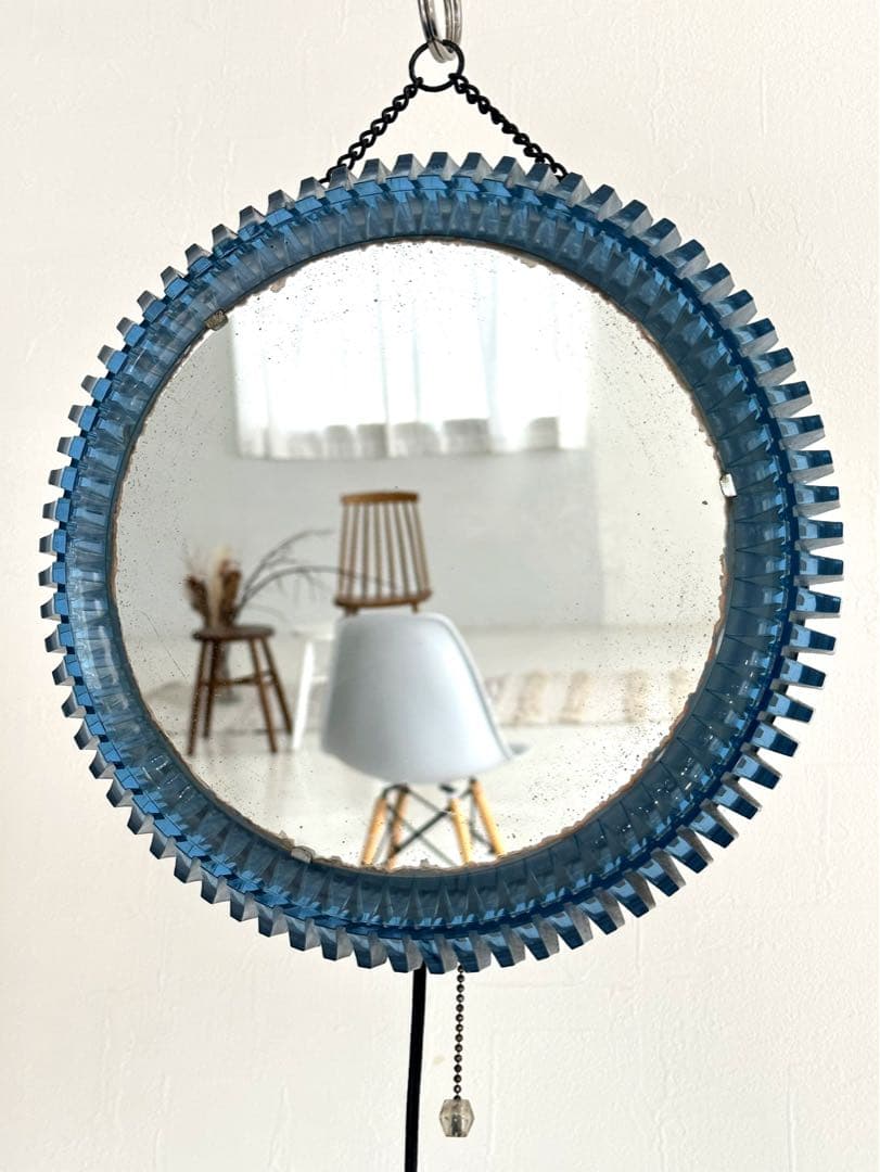 スペースエイジ アクリルミラー　70s 壁かけ鏡　ラウンドミラー　レトロポップ