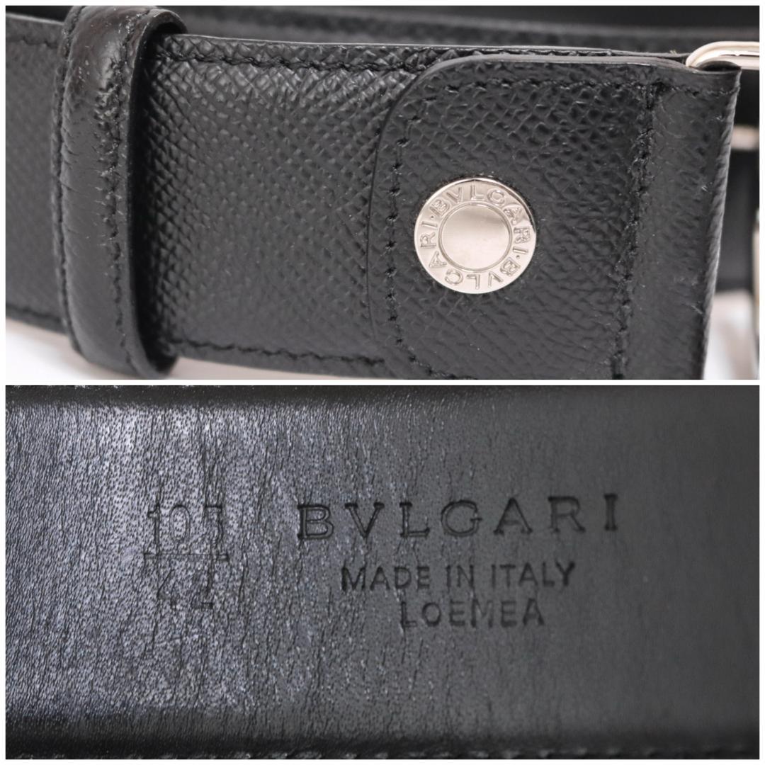 美品 BVLGARI ロゴリングベルト 黒銀 82.5cm n66